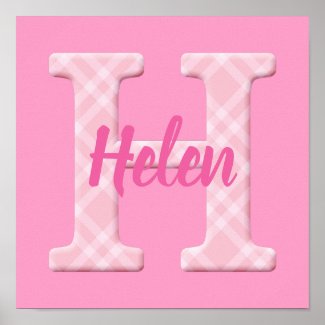 Girls Name Custom Plaid Letter H Poster