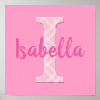 Girls Name Custom Plaid Letter I Poster