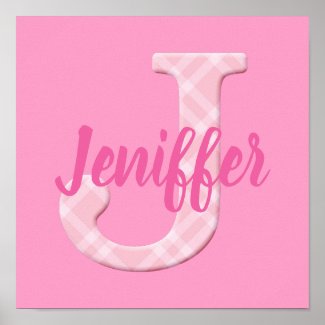 Girls Name Custom Plaid Letter J Poster