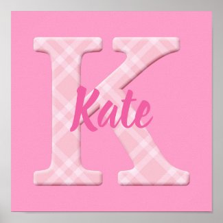 Girls Name Custom Plaid Letter K Poster