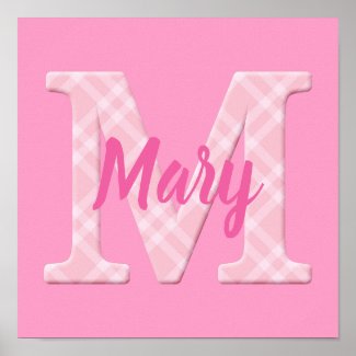 Girls Name Custom Plaid Letter M Poster