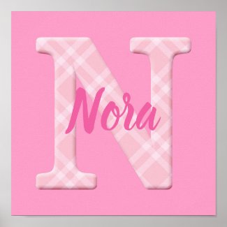 Girls Name Custom Plaid Letter N Poster