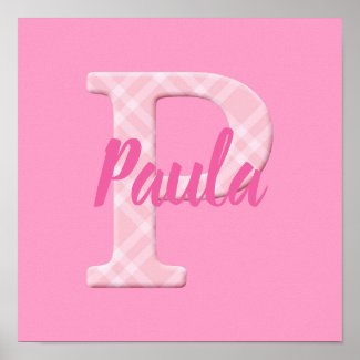 Girls Name Custom Plaid Letter P Poster