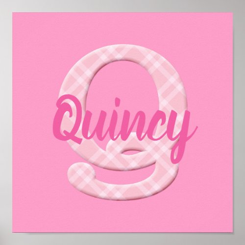 Girls Name Custom Plaid Letter Q Poster