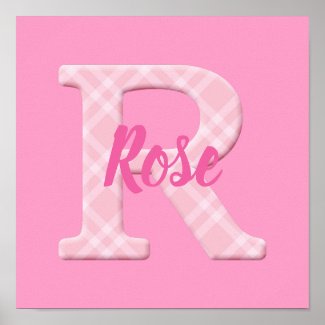 Girls Name Custom Plaid Letter R Poster