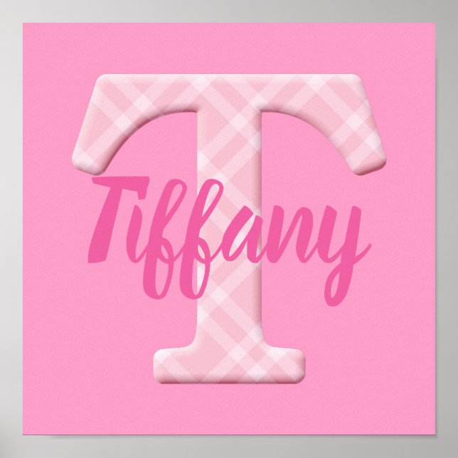 Girls Name Custom Plaid Letter T Poster (Front)