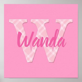 Girls Name Custom Plaid Letter W Poster