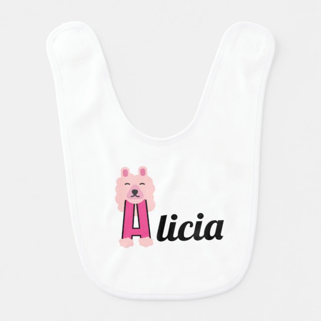 Girls Name custom start with A   Baby Bib (Front)