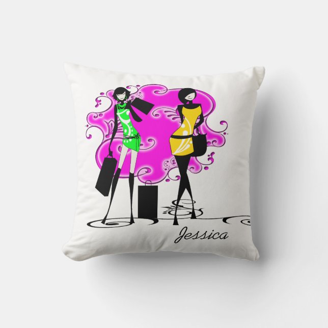 Girls name fashion models trendy throw pillow (Front)