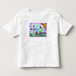 Girl's Name Hannah Whimsical Flowers, Rainbow T-S Toddler T-shirt