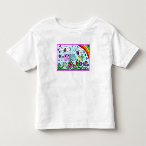 Girls Name Hannah  Whimsical Flowers Rainbow T_S Toddler T_shirt