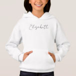 Girls' Name Hoodie Template Script Handwritten<br><div class="desc">Script Name White And Pink Template Elegant Trendy Girls' Pullover Hoodie.</div>
