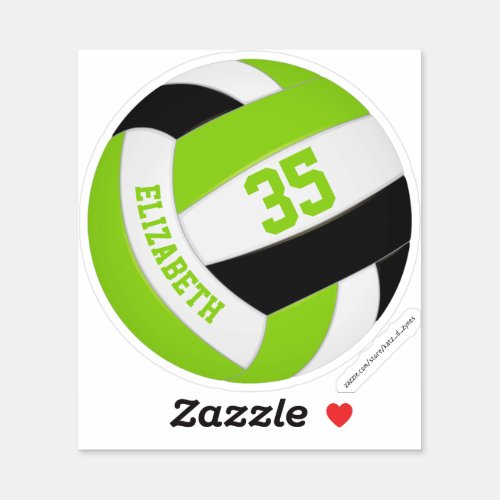 girls name jersey number lime black volleyball sticker