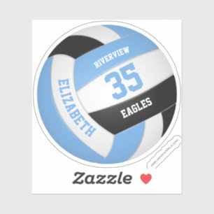 girls name jersey number lt blue black volleyball sticker