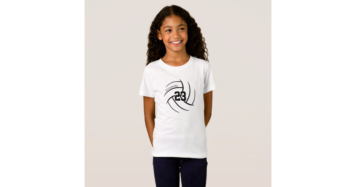 Girl S Name Jersey Number On Abstract Volleyball T Shirt Zazzle Com