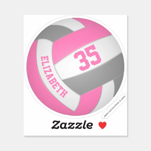 girls name jersey number pink gray volleyball sticker