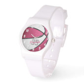 girls name jersey number pink white basketball watch (Angle)