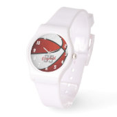 girls name jersey number red white basketball watch (Angle)