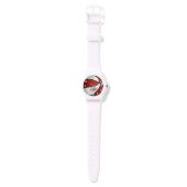 girls name jersey number red white basketball watch (Strap)