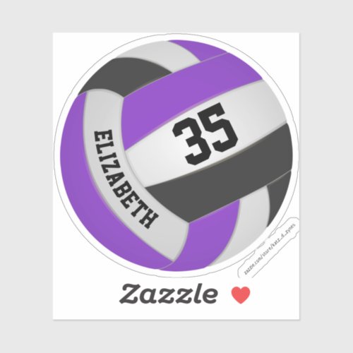 girls name jersey number violet black volleyball sticker