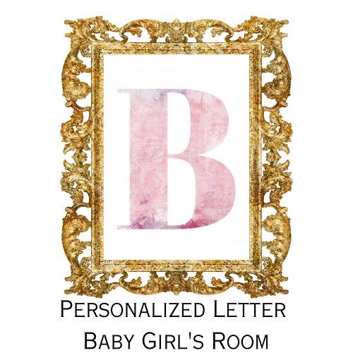 Girls Name Letter B Pink Watercolor Poster