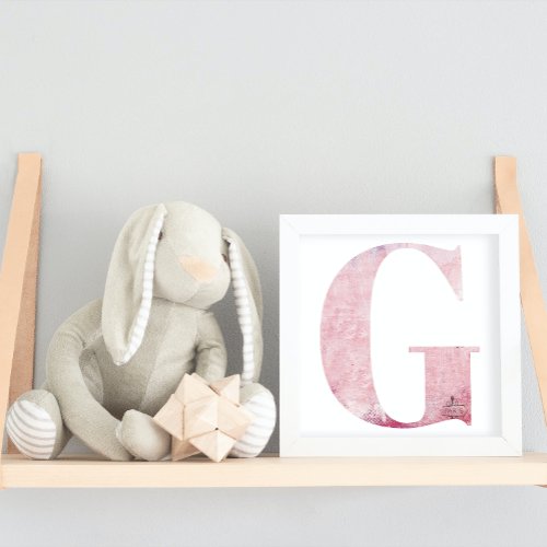 Girls Name Letter G Boho Pink Watercolor Poster