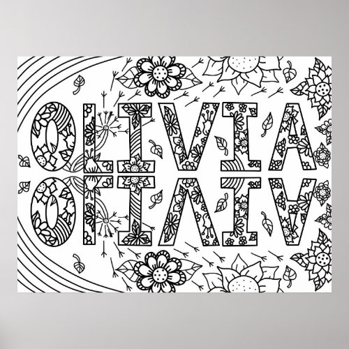 Girls Name Olivia and Pretty Wildflowers Poster