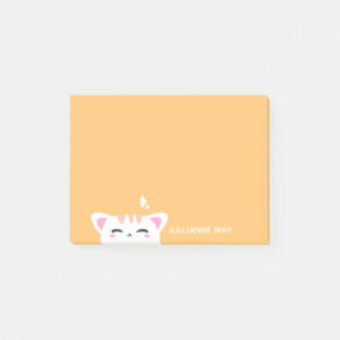 Girls Name Pastel Yellow Cute Kitty Post-it Notes