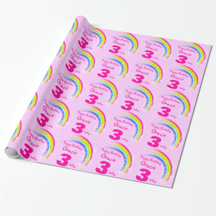 Personalised Happy 10th Birthday Wrapping paper Pink Gift Wrap with a number 10 Personalised Happy 10th Birthday Wrapping paper Pink Gift Wrap with a number 10