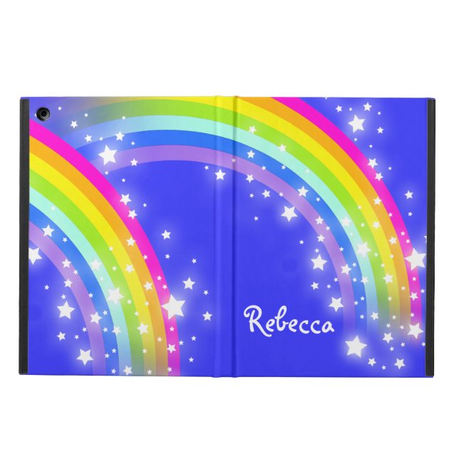 Girls name rainbow pink blue ipad air powis case (Outside)