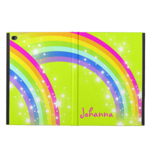 Girls name rainbow pink lime ipad air powis case