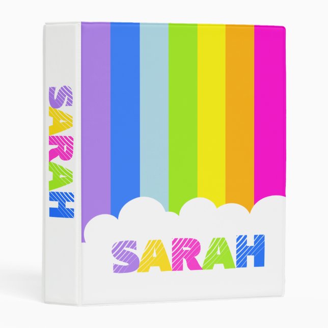 Girls name Sarah colorful rainbow pink Mini Binder (Front/Spine)