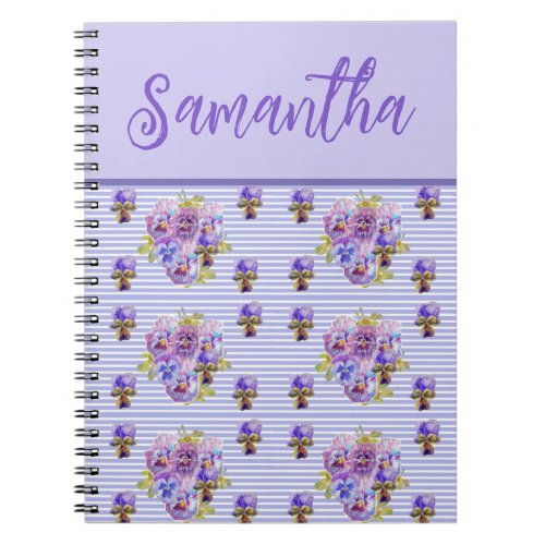 Girls Name Viola Purple Lilac Floral Flower  Notebook