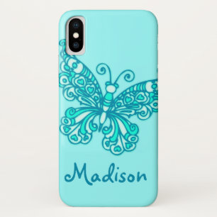 Girls named aqua green butterfly iPhone x case