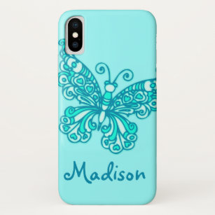 Girls named aqua green butterfly iPhone x case