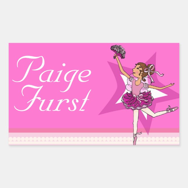 Girls named ballerina pink ballet id label sticker (Front)