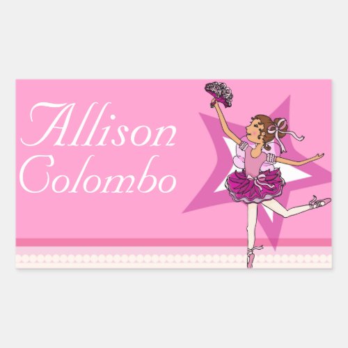 Girls named ballerina pink ballet id label sticker