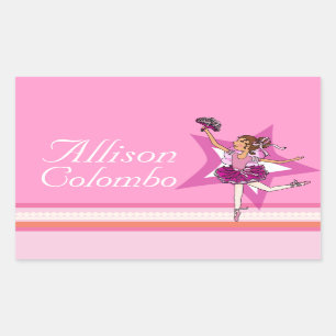 Girls named ballerina pink ballet id label sticker