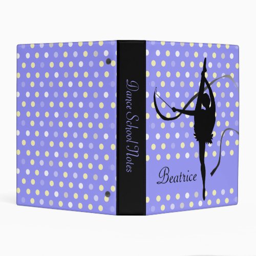Girls named gymnast polka dot purple  mini binder