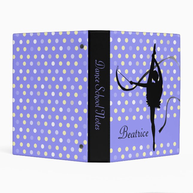 Girls named gymnast polka dot purple  mini binder (Background)