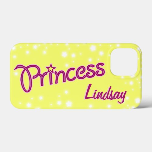 Girls named princess star yellow pink  iPhone 13 mini case
