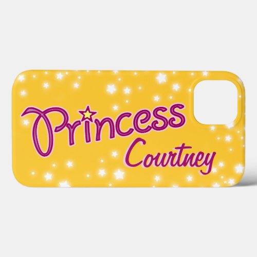 Girls named princess star yellow pink iPhone 13 case