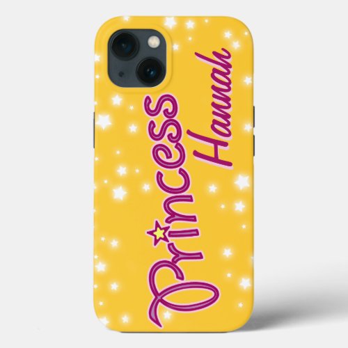 Girls named princess star yellow pink  iPhone 13 case