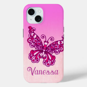 Girls named purple pink butterfly iphone 5 case