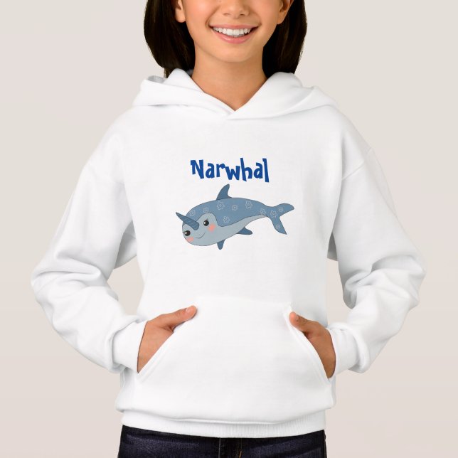Girls Narwhal Hoodie (Front)