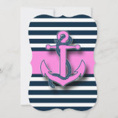 Girl's Nautical Anchor Baby Shower Invitations (Back)