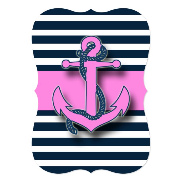 Girl's Nautical Anchor Baby Shower Invitations