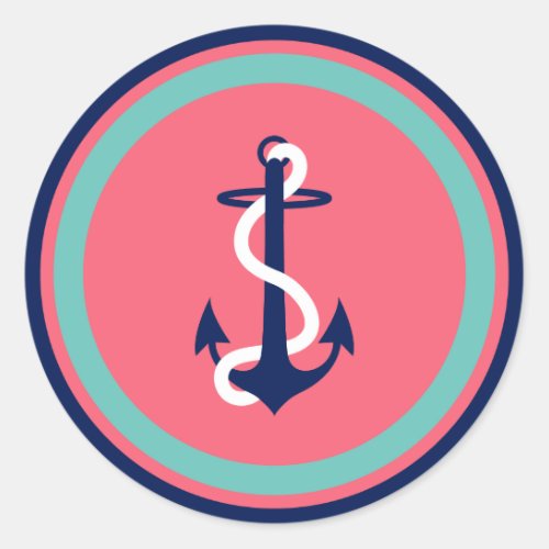 Girls Nautical Anchor Stickers Pink Teal Navy Blue
