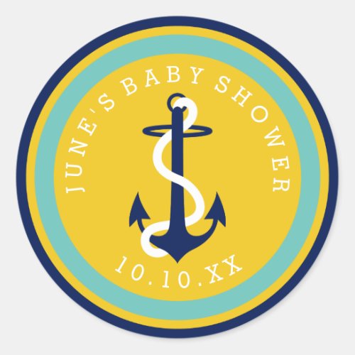 Girls Nautical Anchor Stickers Yellow Teal Blue