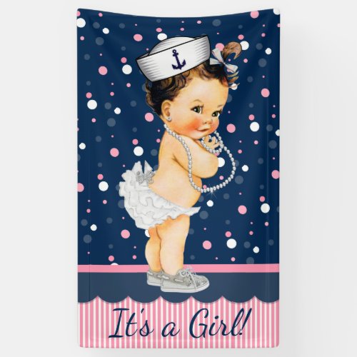 Girls Nautical Baby Shower Banner